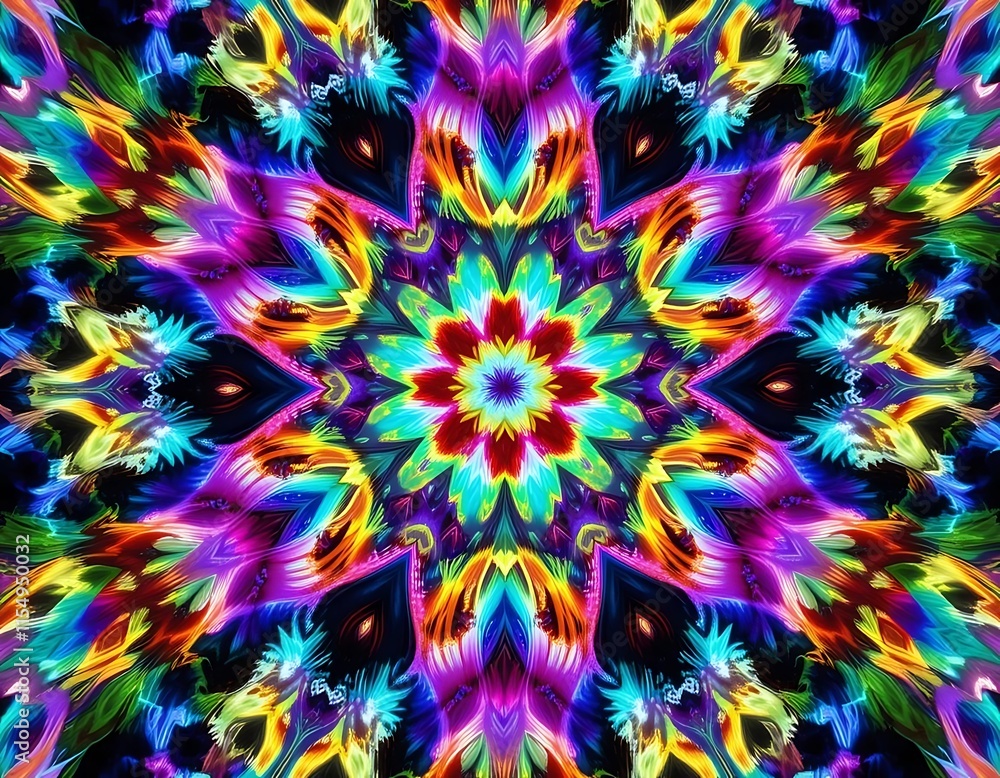 Vibrant Kaleidoscopic Mandala Design Featuring Vivid Colors Vibrant Kaleidoscopic Mandala Design Featuring Vivid Colors