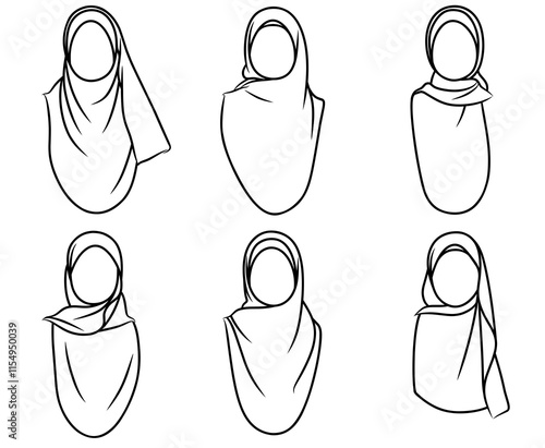 Illustration of women's hijab styles
