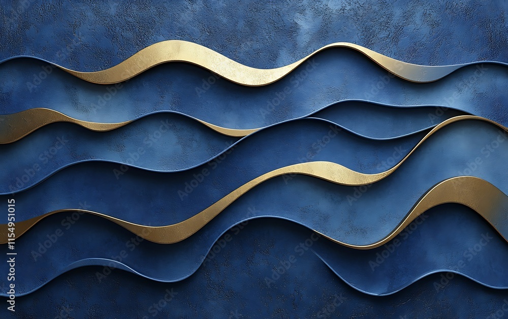 Abstract blue and gold wavy design. Abstract blue and gold wavy design.