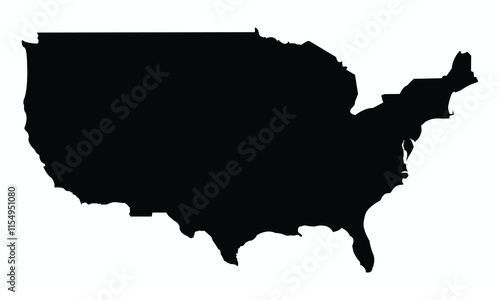Simple Black Silhouette of the United States of America