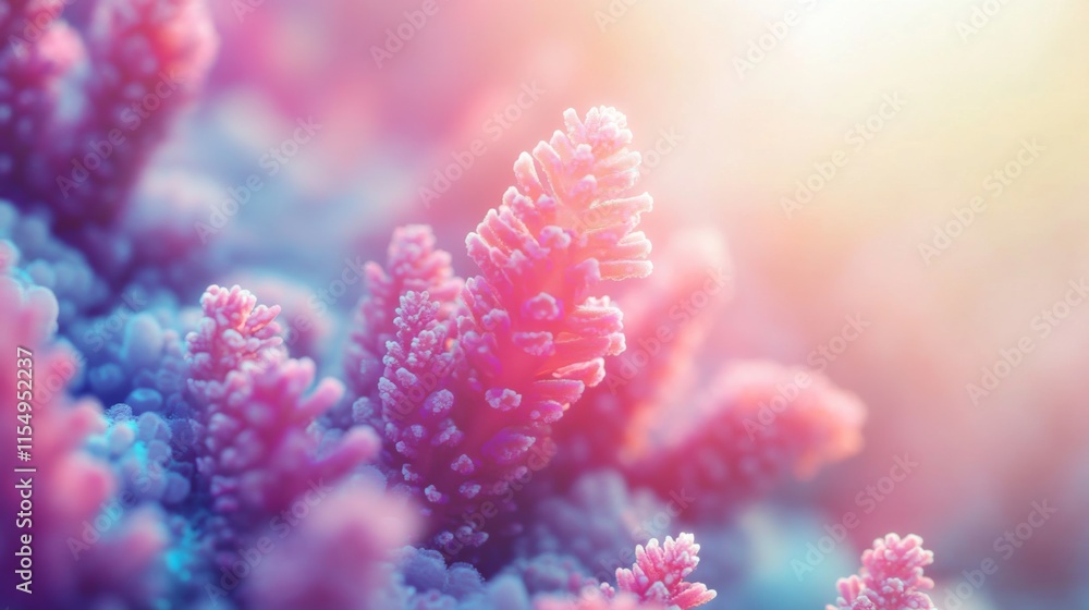 Macro Photography of Vibrant Coral Reef with Soft Pink and Blue Tones in an Underwater Environment Highlighting Ocean Life and Marine Biodiversity Macro Photography of Vibrant Coral Reef with Soft Pink and Blue Tones in an Underwater Environment Highlighting Ocean Life and Marine Biodiversity
