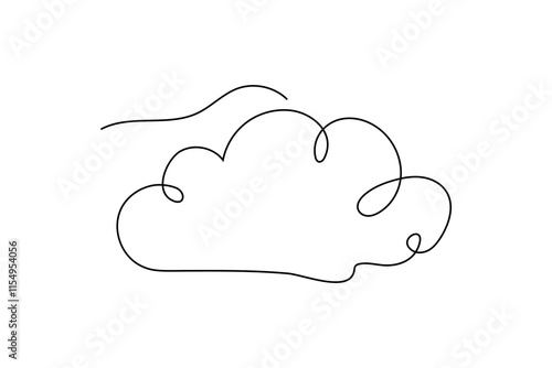 cloud continuous line drawing summer concept Isolated on white background 