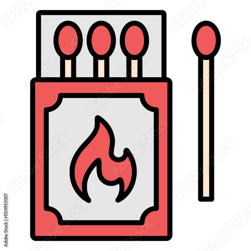 Illustration of Fire Matches Filled Icon Design