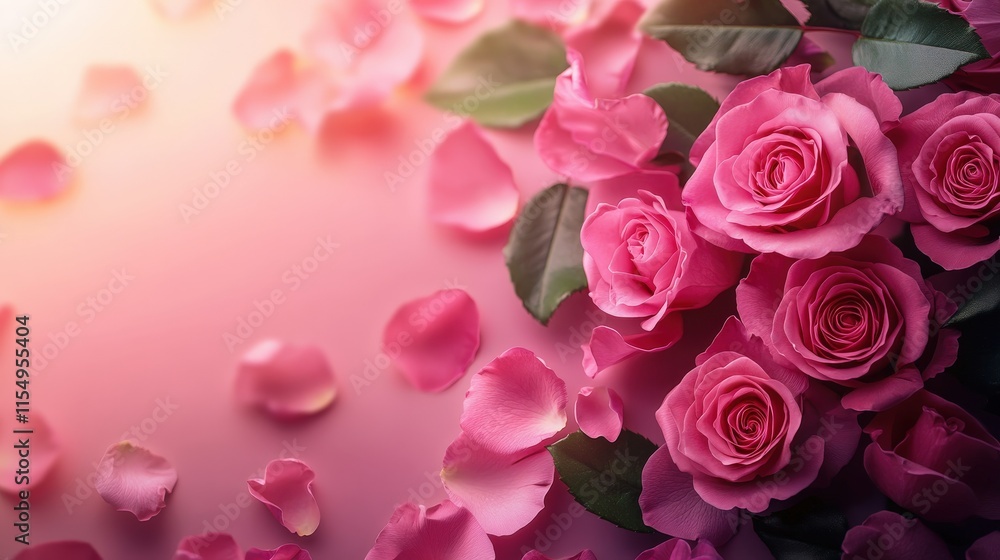 Valentine's Day or Wedding Background with Beautiful Roses. Concept for a romantic party invitation or love message. Premium and luxurious Ai-Generative. Valentine's Day or Wedding Background with Beautiful Roses. Concept for a romantic party invitation or love message. Premium and luxurious Ai-Generative.
