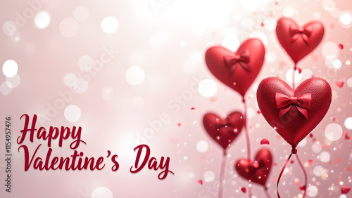 Wallpaper Mural Happy Valentine's Day Heart Balloons. Romantic Valentine's Day Background. Torontodigital.ca