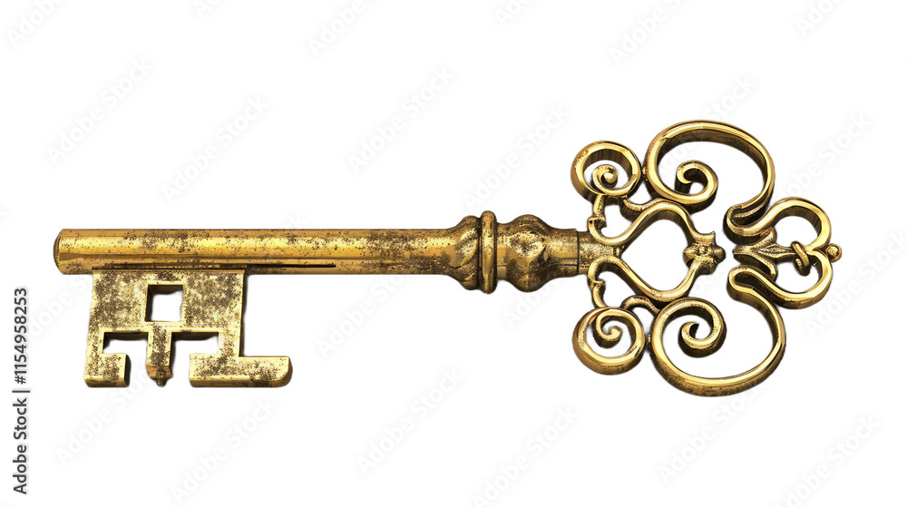 Elegant Gold Key on transparent background PNG. Elegant Gold Key on transparent background PNG.