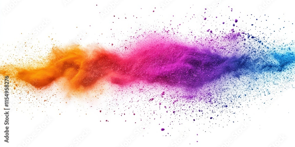 Vibrant colorful powder particles burst and scatter against a clean white background, creating a dynamic visual of colorful powder in motion, showcasing the energy and beauty of colorful powder. Vibrant colorful powder particles burst and scatter against a clean white background, creating a dynamic visual of colorful powder in motion, showcasing the energy and beauty of colorful powder.