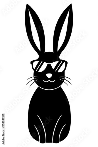 rabbit with American sunglass silhouette