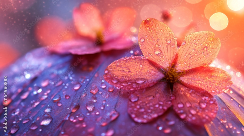 Dew Drops Adorn Vibrant Pink Flowers Dew Drops Adorn Vibrant Pink Flowers