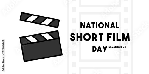 National Short Film Day. December 28. Banner, card, background.