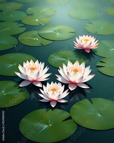 image de plusieurs lotus dont certains sont en fleur photo