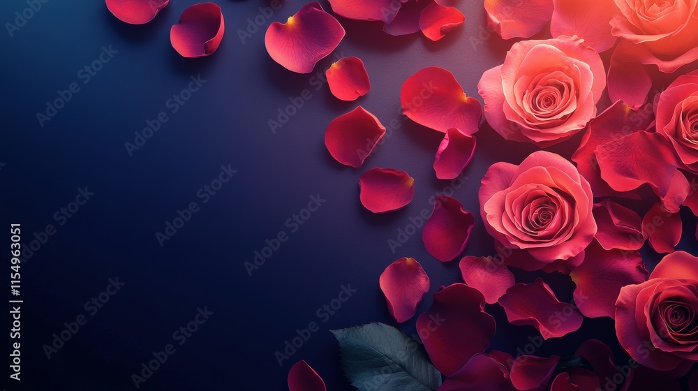 Valentine's Day or Wedding Background with Beautiful Roses. Concept for a romantic party invitation or love message. Premium and luxurious Ai-Generative. Valentine's Day or Wedding Background with Beautiful Roses. Concept for a romantic party invitation or love message. Premium and luxurious Ai-Generative.