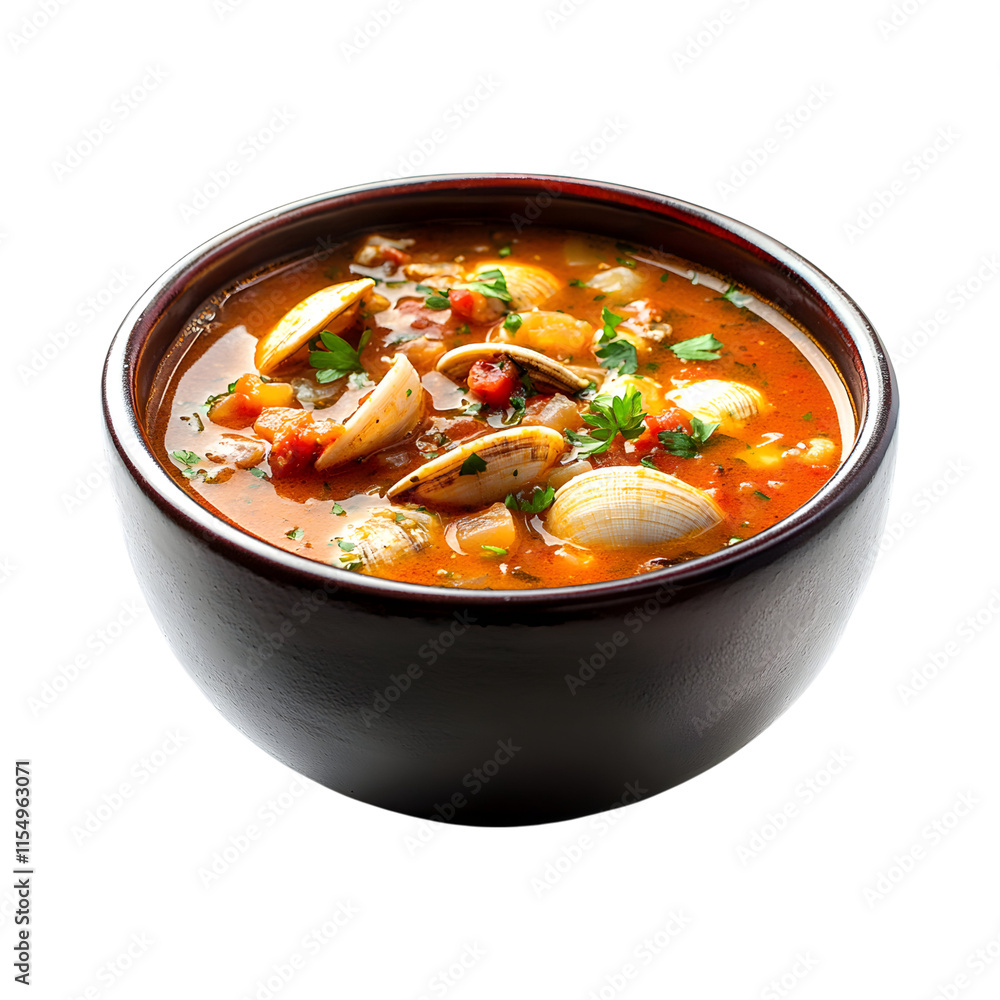Delicious Manhattan clam chowder isolated on transparent background Delicious Manhattan clam chowder isolated on transparent background