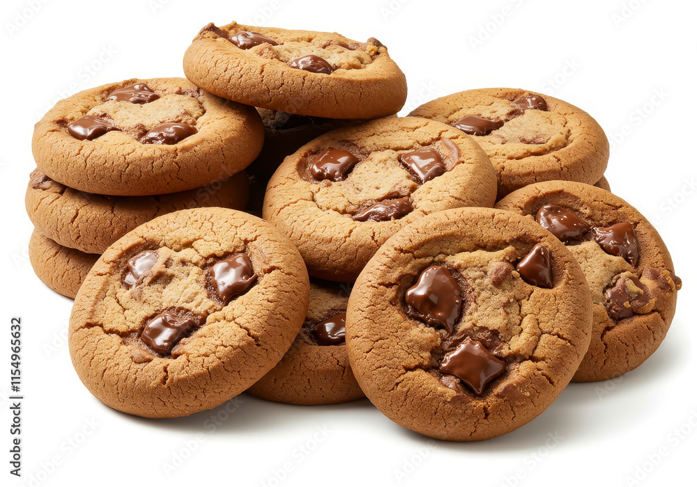 Chocolate chip cookie on white background close-up Chocolate chip cookie on white background close-up