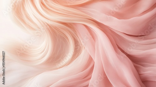 Soft Peach Fabric and Silky Hair Flowing Together - Made with Generative AI