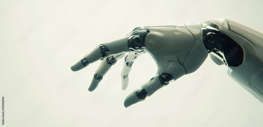 Close-up of a robotic hand gesturing. Close-up of a robotic hand gesturing.