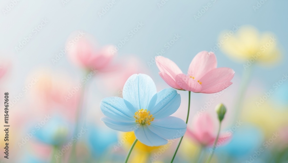 Softly blurred colorful flowers as a background Softly blurred colorful flowers as a background