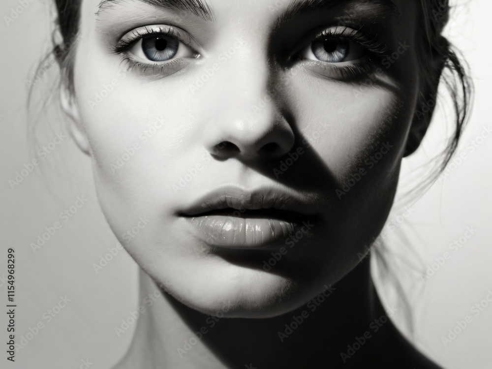 A monochrome, blurred portrait emphasizing light and texture. A monochrome, blurred portrait emphasizing light and texture.