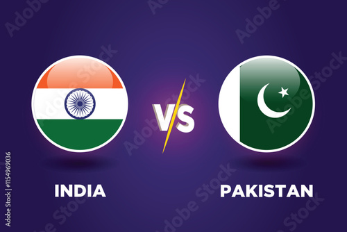 India VS Pakistan , cricket match concept. with rival flags of both teams in circular shape isolated on blue background.with editable EPS file.
IND vs PAK.