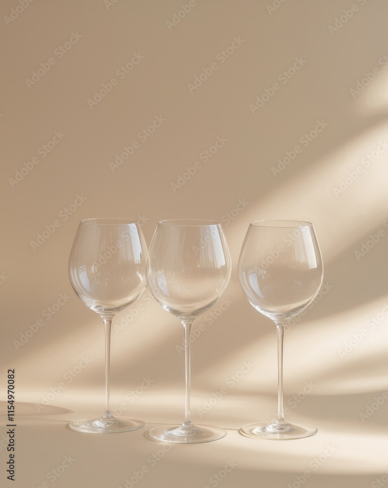 Three glasses of wine on a beige background Three glasses of wine on a beige background