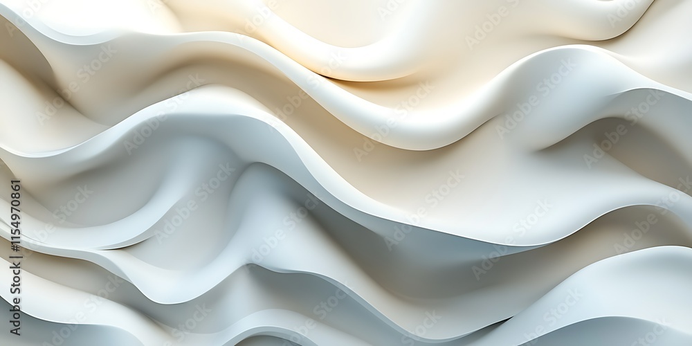 Fototapeta premium Abstract wavy cream and white background.