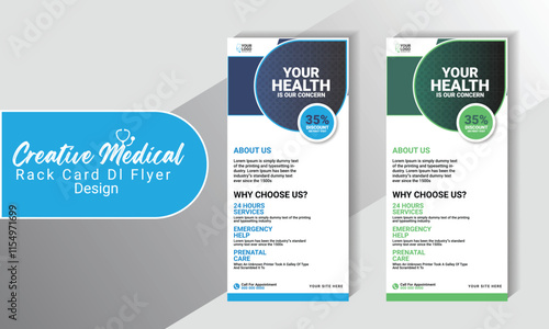 medical doctor healthcare modern rack card and dl flyer. medical doctor healthcare roll up banner template design.