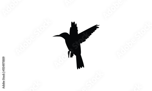 Flying Sunbird Silhouette Design  And Vector Illustration. 