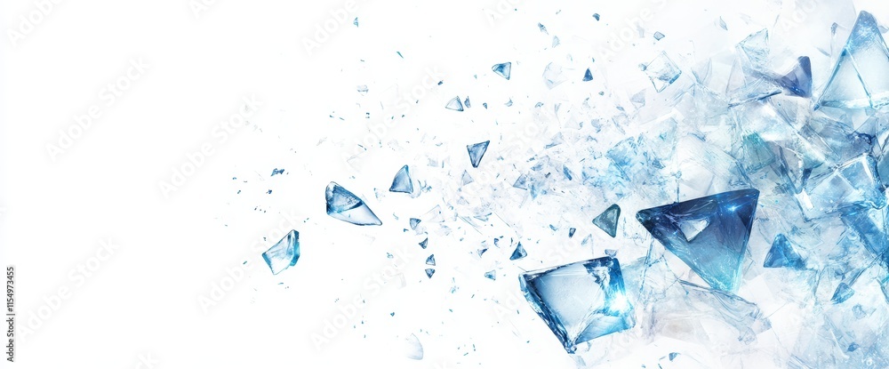Abstract blue ice shards exploding on white background. Abstract blue ice shards exploding on white background.