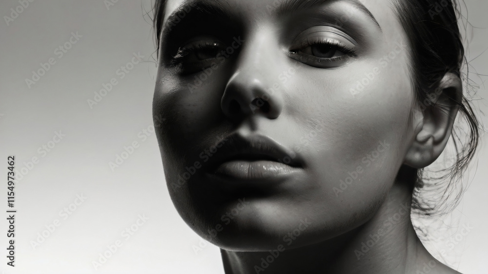 Fototapeta premium A monochrome, blurred portrait emphasizing light and texture.