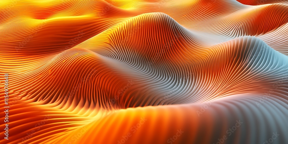 Obraz premium Abstract orange and gray wavy 3D surface.