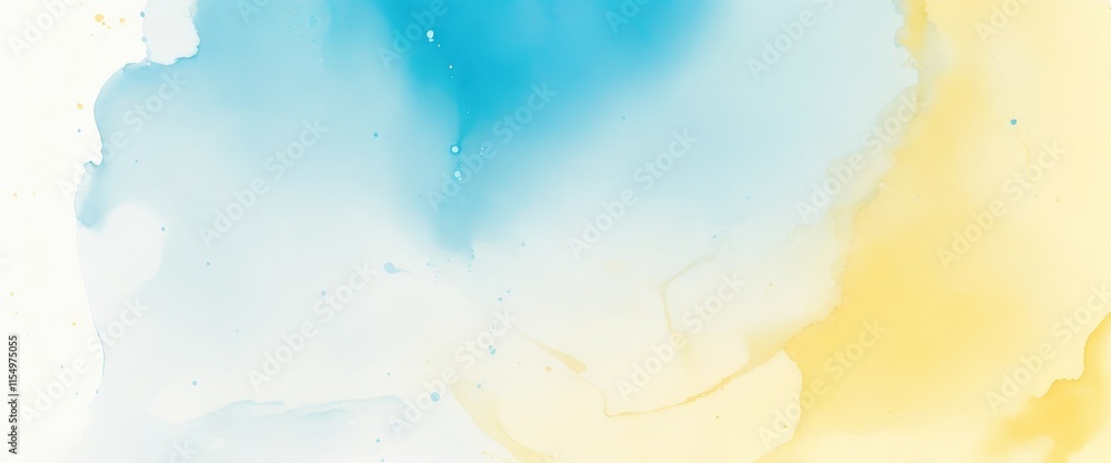 Obraz premium light Yellow blue watercolor wet wash splash background