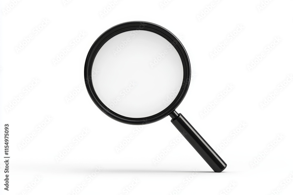 Black magnifying glass on white background. Black magnifying glass on white background.