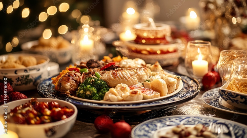 Festive Christmas Dinner Table Food Platter Festive Christmas Dinner Table Food Platter