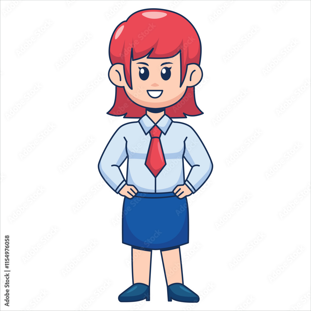 Illustration of Cute Businesswoman Character Illustration of Cute Businesswoman Character