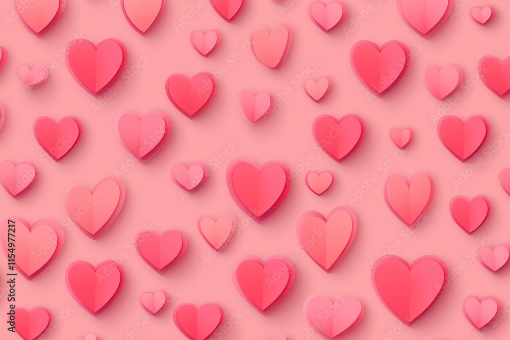 A beautiful seamless pattern of pink hearts on a pink background A beautiful seamless pattern of pink hearts on a pink background