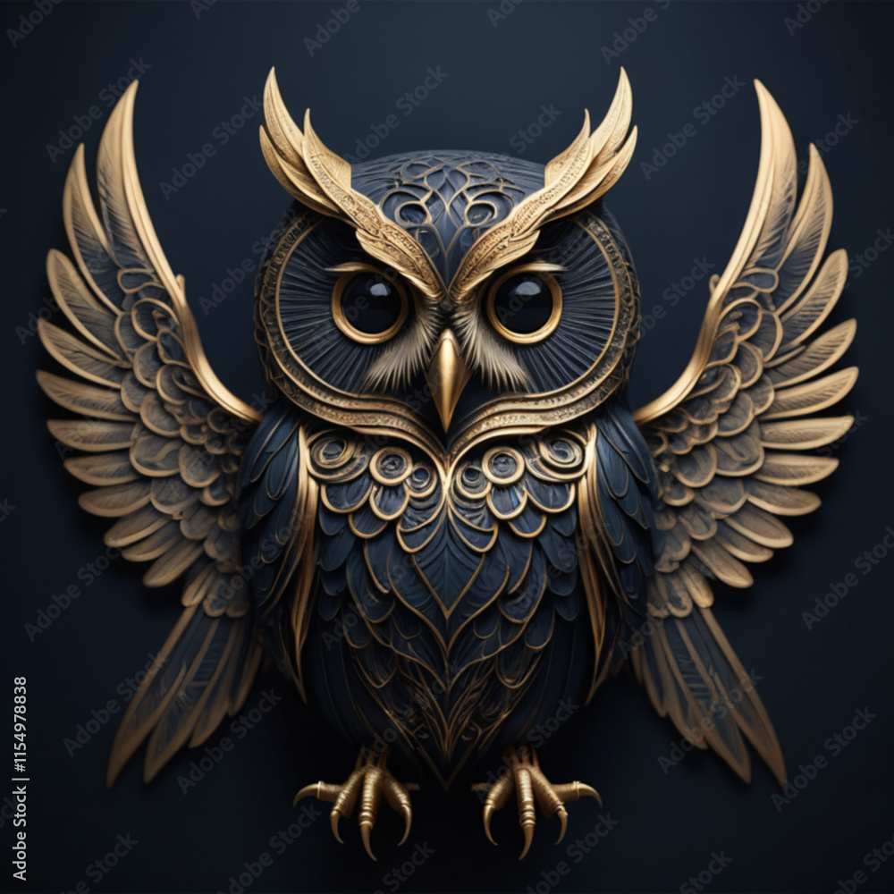 Obraz premium owl, black, yellow, sharp gaze, charming