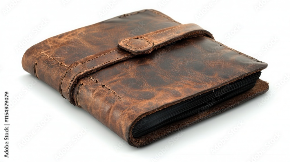 Elegant leather notebook cover home office product minimalist close-up focus Elegant leather notebook cover home office product minimalist close-up focus