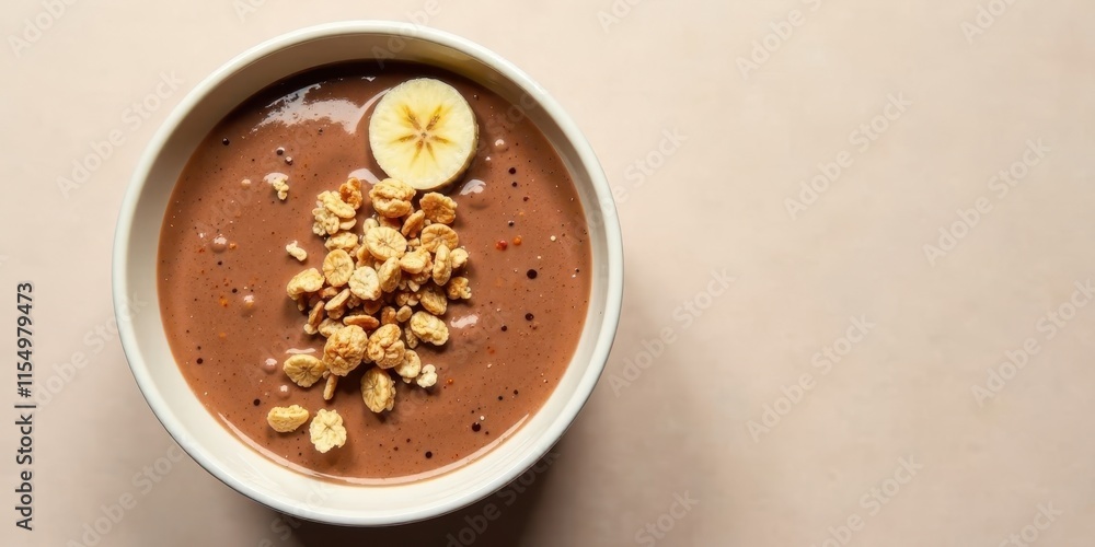 A Delicious and Nutritious Breakfast Smoothie Bowl Topped with Granola and Banana Slice A Delicious and Nutritious Breakfast Smoothie Bowl Topped with Granola and Banana Slice