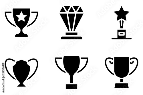 Trophy icon set. Trophy cup, winner cup, Reward symbol sign for web and mobile on white background