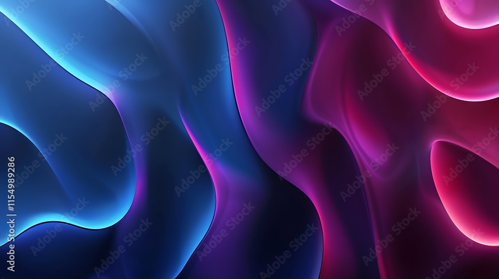 Naklejka premium Abstract Fluid Neon Waves: A Symphony of Blue and Purple Hues