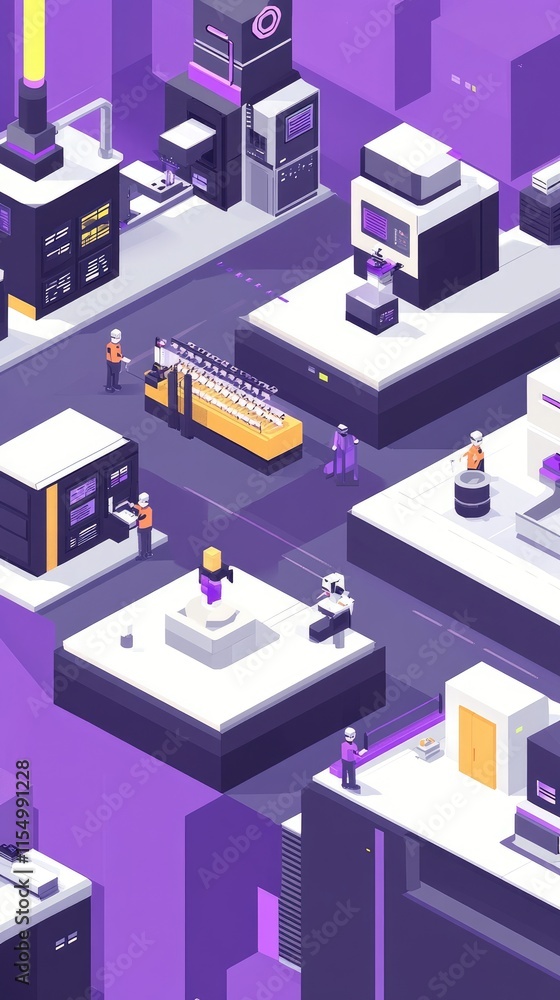 Obraz premium A vibrant isometric cityscape featuring futuristic buildings and characters.