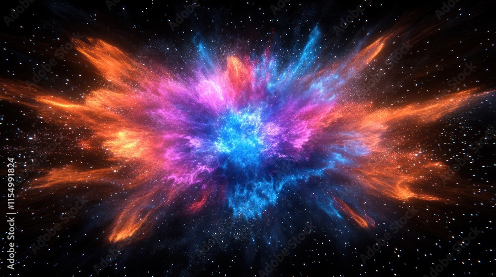 Fototapeta premium Cosmic explosion, nebula, vibrant colors, space.