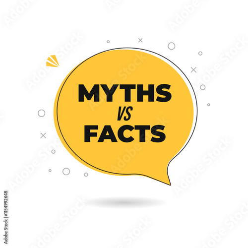 Myths versus Facts symbol icon banner template. Vector untruth, superstition evidence reality show badge, truth and false badge, disbelieve quiz header. Truth or lie quiz, fake or proof. Vector
