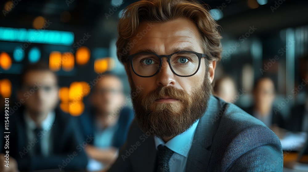 Focused businessman in meeting. Focused businessman in meeting.