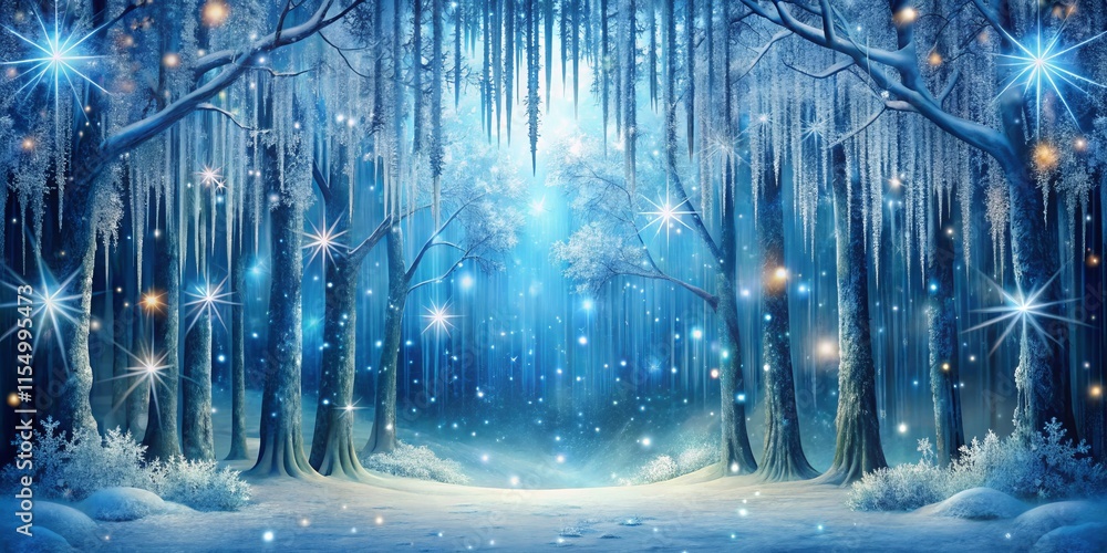 Enchanted Winter Forest with Sparkling Snowflakes Enchanted Winter Forest with Sparkling Snowflakes