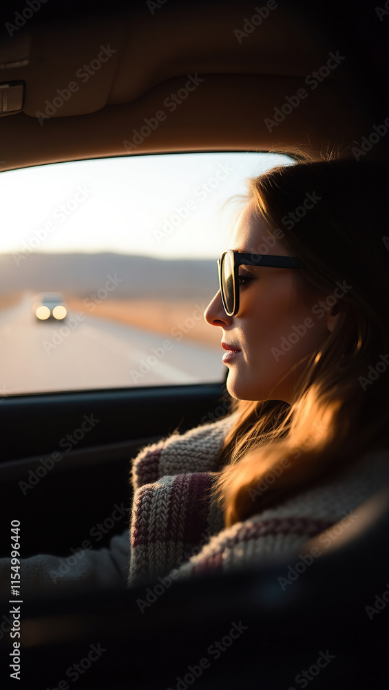 Businesswoman Driving in Early Morning Businesswoman Driving in Early Morning