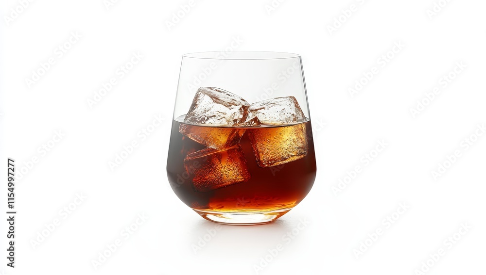 Iced coffee in a glass with ice cubes. Iced coffee in a glass with ice cubes.