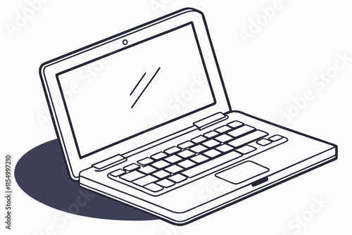 Laptop: A Modern Device with Screen and Keyboard vector silhouette on a white background