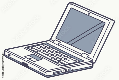 Laptop: A Modern Device with Screen and Keyboard vector silhouette on a white background