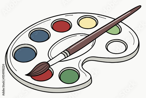 Paint Palette: A Classic Tool for Artistic Colors vector silhouette on a white background